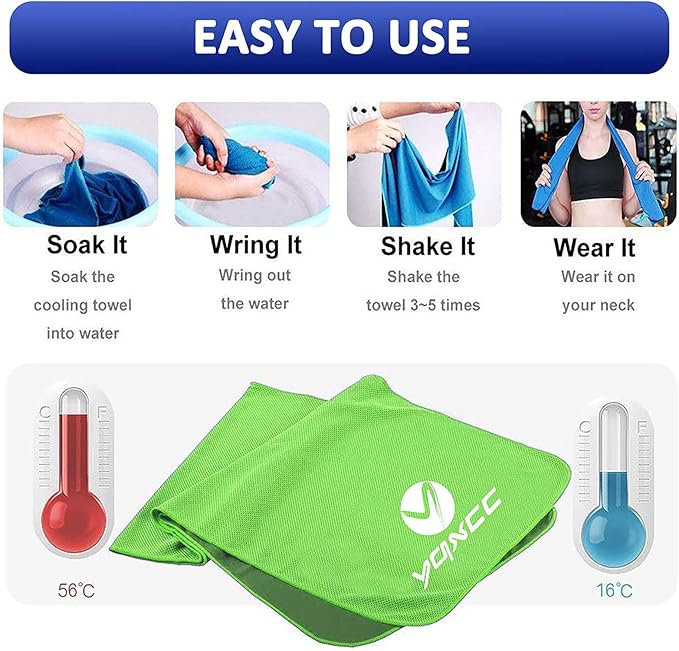 YQXCC Cooling Towels | 4 Pack 40"x12" | Cool for Neck | Microfiber Soft Breathable Chilly | for Sports, Yoga, Golf, Gym, Camping, Running, Workout & More Activities