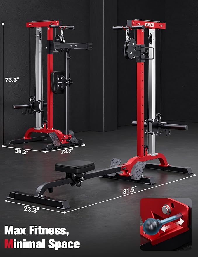 YOLEO Smooth Dual Pulley System Power Cage, 1700LBS Adjustable Cable Crossover Power Rack, Multi-Functional Squat Rack for Home Gym