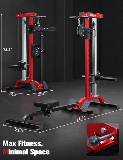 YOLEO Smooth Dual Pulley System Power Cage, 1700LBS Adjustable Cable Crossover Power Rack, Multi-Functional Squat Rack for Home Gym
