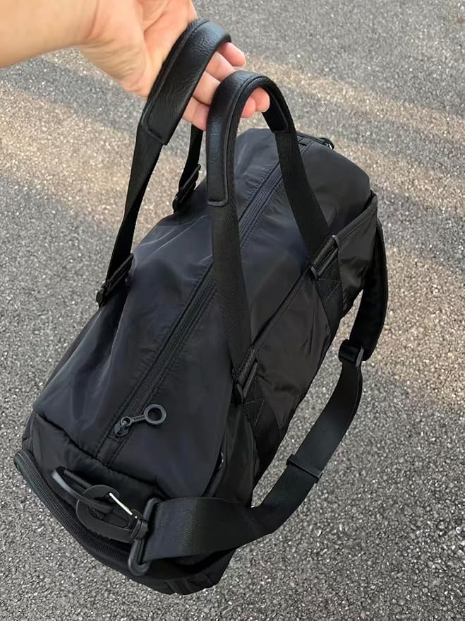 2-in-1 Gym Duffle Bag Backpack for Men & Women, Convertible Sports Bag with Shoe Compartment, Water-Resistant Travel Workout Bag for Gym, Fitness, Weekender, Black (black)