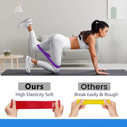 Resistance Bands for Working Out, Latex Exercise Bands Set of 5, Elastic Bands for Exercise with Workout Guide and Carry Bag, Fitness Bands for Strength Training, Yoga, Pilates, Home Workout