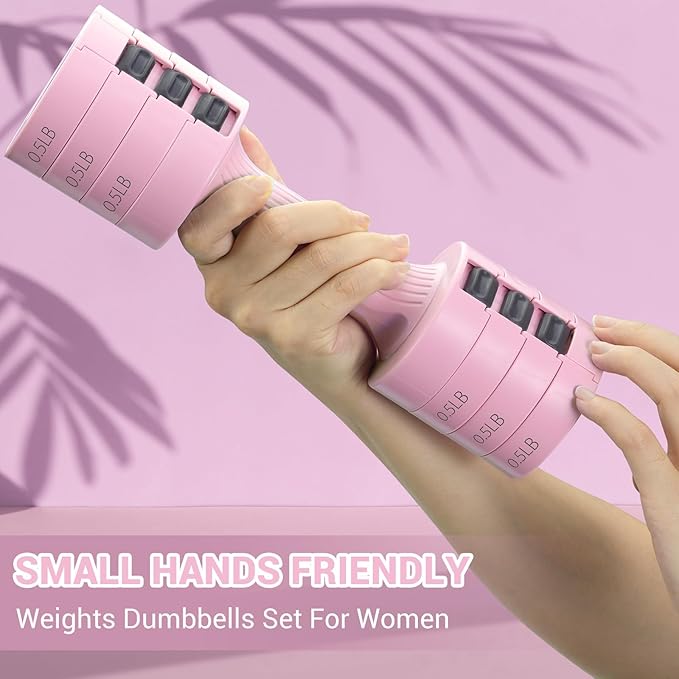 Sportneer Adjustable Dumbbells Hand Weights Set: 5 lb Dumbbell Set of 2 Each 2lb 3lb 4lb 5lb Free Weights Fast Adjust Weight 4 In 1 Weights Dumbbells Set for Women Men Home Gym Exercise Training