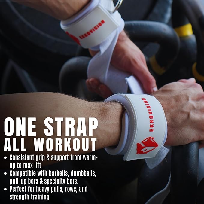 Ekkovision Weight Lifting Straps With Cuffed D Ring, Wrist Support for Men, Heavy Duty Thick Comfortable Lifting Straps, Secure Fit, Enhanced Grip, Straps for Weightlifting & Gym Training, Black