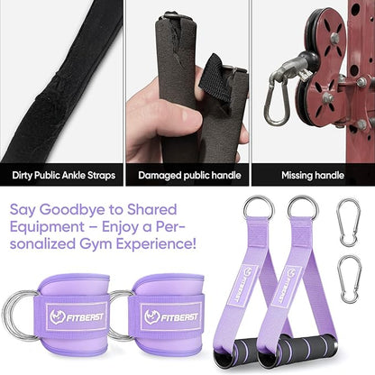 FitBeast Ankle Straps for Cable Machines Women, Ankle Strap Set - Glute Kickback Ankle Strap & Gym Handles, Gym Ankle Straps for Resistance Bands, Booty Workouts, Leg Extensions, Hip Abductors