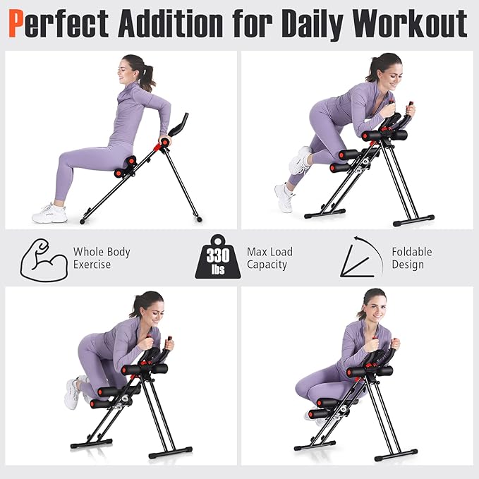 GYMAX Ab Machine, Abdominal Fitness Trainer with 3 Adjustable Resistance & LCD Monitor, Whole Body Workout Equipment Core Waist Cruncher for Home Gym Strength Training