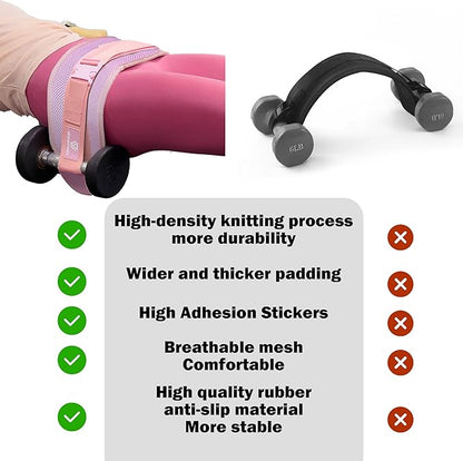 Hip Thrust Belt, Fully Upgraded Hip Thrust Belt for Dumbbells, More Comfortable Hip Thrust Belt, Home Gym Hip Thrust Belt with Wider and Longer Anti-Slip Pads.