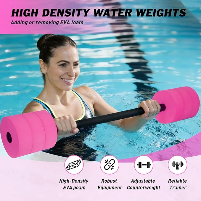 Hikeen Aquatic Exercise Dumbbells Water Dumbbell Pool Resistance Aquatic Fitness Barbells with 4 High-Density EVA Foam Pool Weights Dumbbells, for Water Aerobics Weight Loss