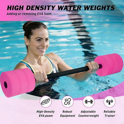 Hikeen Aquatic Exercise Dumbbells Water Dumbbell Pool Resistance Aquatic Fitness Barbells with 4 High-Density EVA Foam Pool Weights Dumbbells, for Water Aerobics Weight Loss