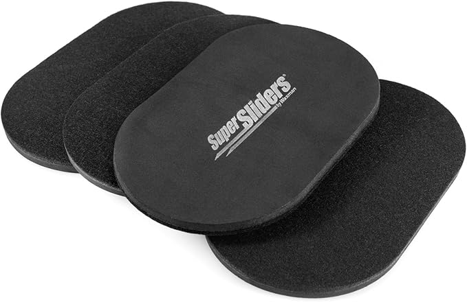 Super Sliders 5-3/4" x 9-1/2" XL Oval Reusable Felt Furniture Sliders for Hard Surfaces, Anti-Slip Protective Furniture Moving Pads for Beds, Sofas, Dressers, Set of 4, Black