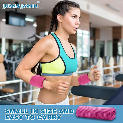 JUAN & JASMIN 2 Pack Cooling Towels (19.5"x15"), Soft Breathable Chilly Towels, Super Absorbent, Ice Wraps, Towels-Ideal for Hiking, Running, Workout, Gym, Dancing, Camping, Fitness (Red)