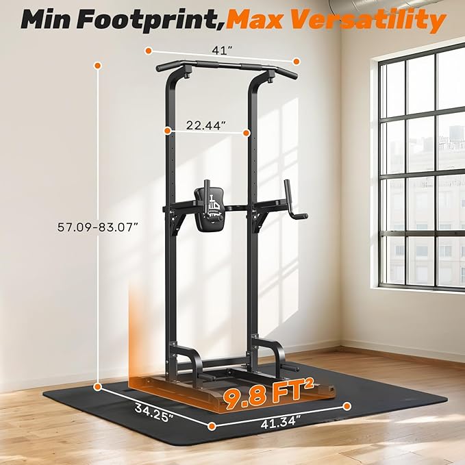 Sportsroyals Power Tower Pull Up Bar Station, 450LBS Stable Pull Up Dip Station for Home Gym Strength Training Equipment | FED Fitness