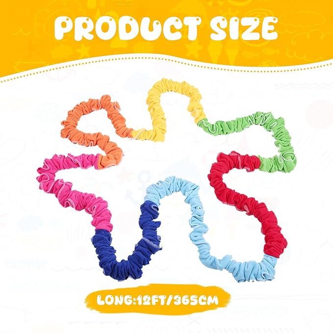 Elastic Fleece Cooperative Stretchy Band Integrations Dynamic Movement Exercise Stretchier Latex 12 Feet Creative Moving Prop for Group Activities Special Needs Large Motor Coordination
