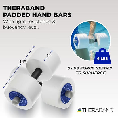 THERABAND Water Weights, Aquatic Dumbbells for Pool Fitness, 2 Foam Weights with Padded Grip for Water Aerobics, Therapy, Workouts, Pool Exercise Equipment, Aqua Training