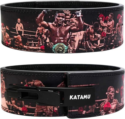 Katamu Premium Leather Lever Weightlifting Belt – Secure Steel Lever, Powerlifting Support for Deadlifts, Squats & Heavy Lifts - Lift More, Look Good