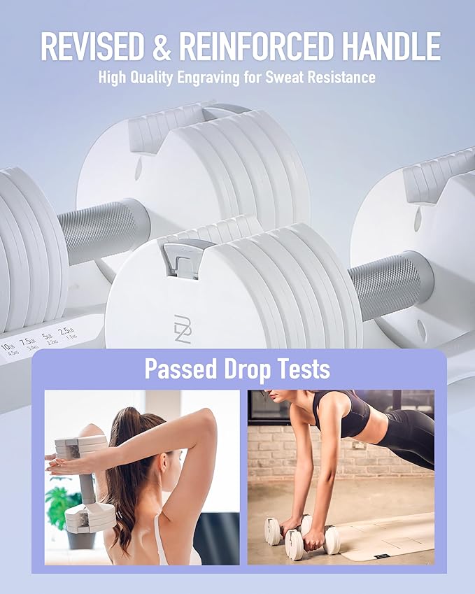 BYZOOM FITNESS Pure Series Adjustable Dumbbell - 12.5/25/27.5/75lb - ONE UNIT OR PAIR(check QTY before purchase) - 5-in-1/ 10-in-1 / 21-in-1 Flexible Hand Weights for Home Gym, Strength Training & Fitness Workouts, White OR Black