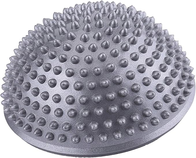 Dioche PVC Inflatable Half Yoga Balls, Massage Point Exercises Trainer Fitness (Silver)