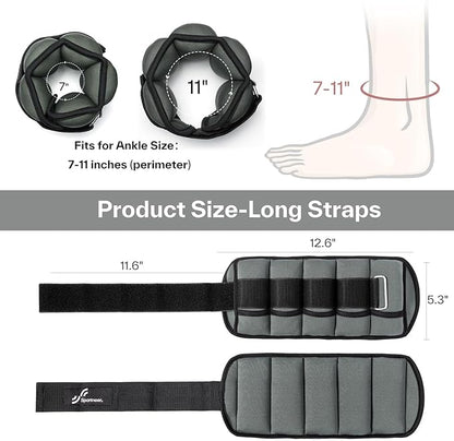 Sportneer Adjustable Ankle Weights for Women and Men 7 lbs/Pair Adjustable Leg Weights with Secure Straps, Strength Training Weighted for Yoga, Walking, Running, Aerobics, Gym, Physical Therapy