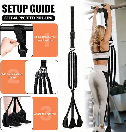 Pull Up Assistance Bands for Home Gym, 4 Adjustable Resistance Bands for Pull Ups and Strength Training, with Foot Rests, Extension Strap, Suitable for Beginners, Full-Body Workouts