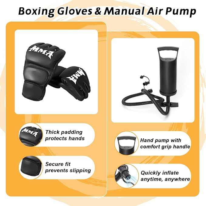 Freestanding Punching Bag for Adult Teens, 70" Heavy Punching Bag with Boxing Gloves and Electric Air Pump for Beginners Kickboxing Training MMA Muay Thai Fitness Office Home Gym