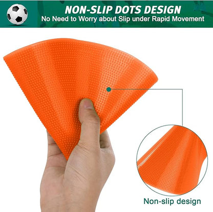 Poly Spots 4" or 9" Flat Cones Spot Markers for Gym/PE Training, Dance, 12/18/24 Pcs Non-Slip Rubber Floor Dots Flat Disc Markers for Soccer Basketball Sports Agility Drills, Classroom Activities