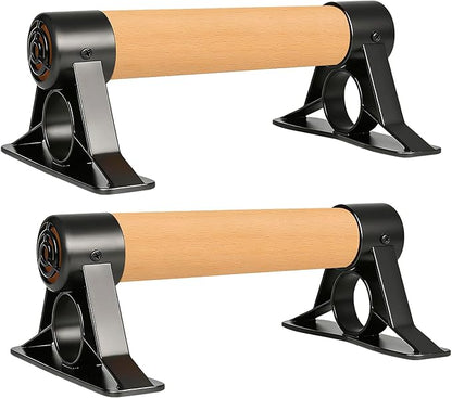 Solid Wooden Parallettes Bars, Anti-Slip Calisthenics Handstand Bars with Sturdy Metal Brackets, 800 LBS Weight Capacity for Fitness & Floor Workouts
