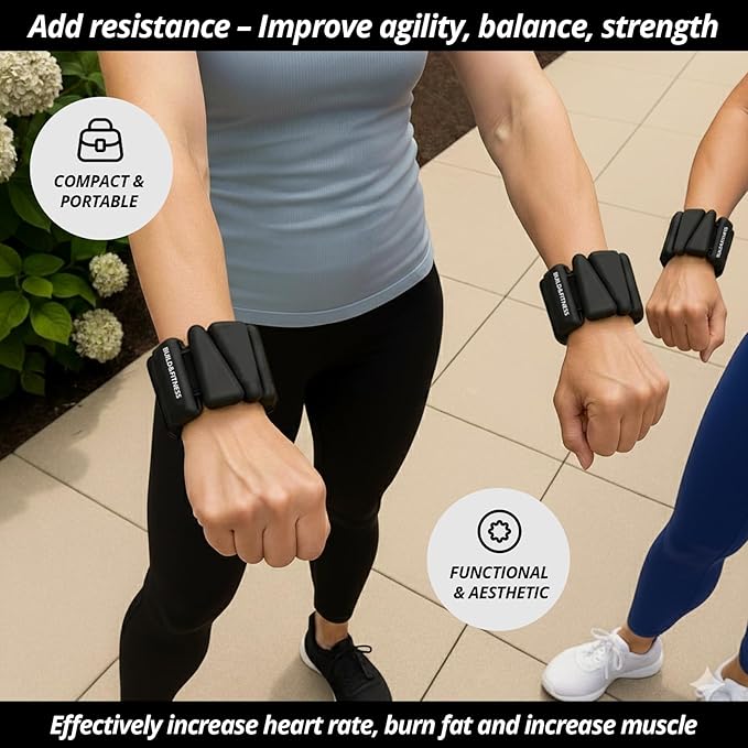 Wrist & Ankle Weights, Adjustable Bands for Women & Men Workouts, Set of 2 – 2lb or 4lb (1lb or 2lb each strap) Ideal for Runs, Jogs, Walks, Yoga, Dance, Pilates, Cardio, Aerobics, Strength Training
