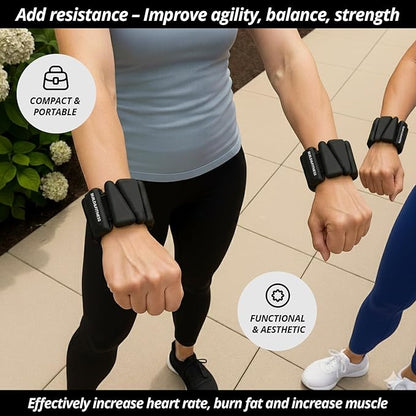 Wrist & Ankle Weights, Adjustable Bands for Women & Men Workouts, Set of 2 – 2lb or 4lb (1lb or 2lb each strap) Ideal for Runs, Jogs, Walks, Yoga, Dance, Pilates, Cardio, Aerobics, Strength Training
