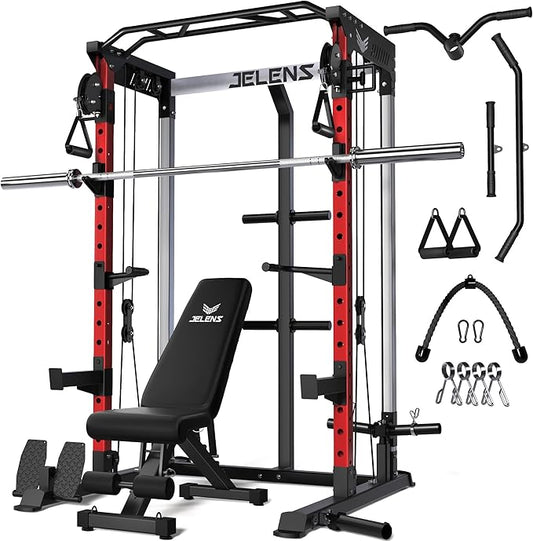 C21 Power Cage, 2000LBS Multi-Function Power Rack with Independent Dual Pulley System, All-in-One Squat Rack for Cable Crossover, Home Gym Workout Machine