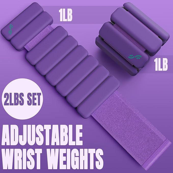 Sportneer Wrist & Ankle Weights for Women Men - 1 Pair (1 lb/2 lb Each) | Adjustable Weighted Bracelet Silicone Bangles for Yoga, Dance, Pilates, Cardio, Aerobics, Gym, Pool Exercises and Jogging