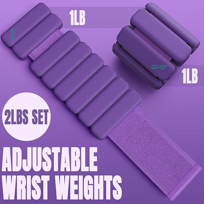 Sportneer Wrist & Ankle Weights for Women Men - 1 Pair (1 lb/2 lb Each) | Adjustable Weighted Bracelet Silicone Bangles for Yoga, Dance, Pilates, Cardio, Aerobics, Gym, Pool Exercises and Jogging