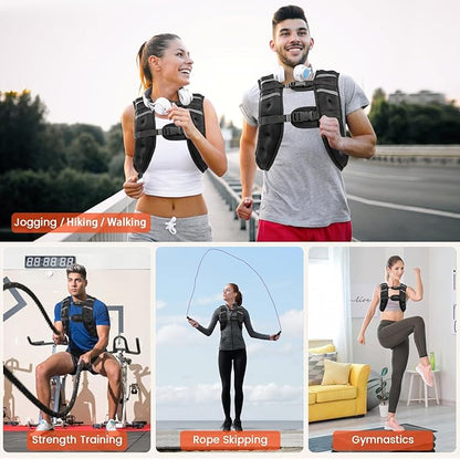 Weighted Vest, 6lb/8lb/10lb/12lb/16lb/20lb/25lb/30lb Weight Vest for Men Women, Body Weight Vests Adjustable with Reflective Stripe for Strength Training, Running, Workout, Jogging, Walking