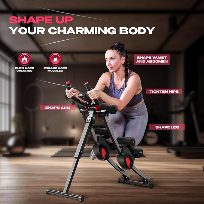 BODY RHYTHM Dual-track Ab Workout Machine with 4 Adjustable Heights, Foldable Core & Abdominal Exercise Machine with 330lbs Weight Capacity, Total Ab Workout Equipment for Home Gym, Ab Women Exercise Fitness Trainer.