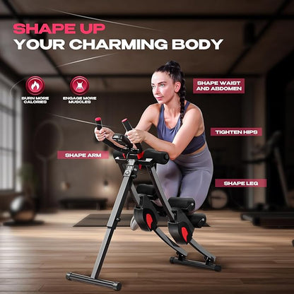 BODY RHYTHM Dual-track Ab Workout Machine with 4 Adjustable Heights, Foldable Core & Abdominal Exercise Machine with 330lbs Weight Capacity, Total Ab Workout Equipment for Home Gym, Ab Women Exercise Fitness Trainer.