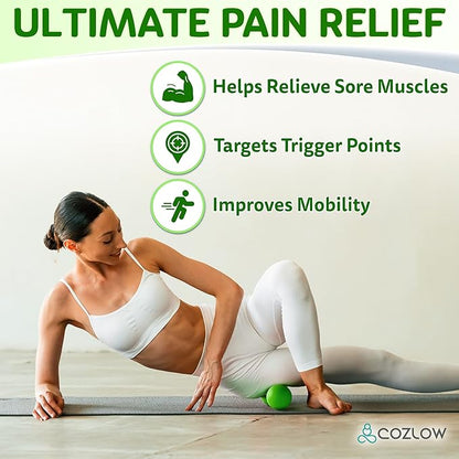 COZLOW Double Lacrosse Silicone Massage Ball - Jade Green - Peanut Trigger Point Roller for Mobility, Deep Tissue Therapy, Myofascial Release - Acupressure Tool for Muscle Pain Relief