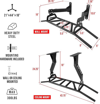 Valor Fitness Multi Grip Pull Up Bar - Wall or Ceiling Mount Chin Up Bar -Upper Body Muscle Building Station - Home Gym Workout Equipment
