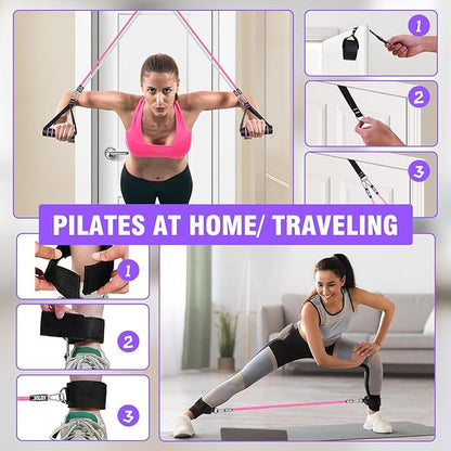 Pilates Bar Kit with Resistance Bands,Pilates Bar with Stackable Bands Workout Equipment for Legs,Hip,Waist and Arm,Exercise Fitness Equipment for Women & Men Home Gym Yoga Pilates