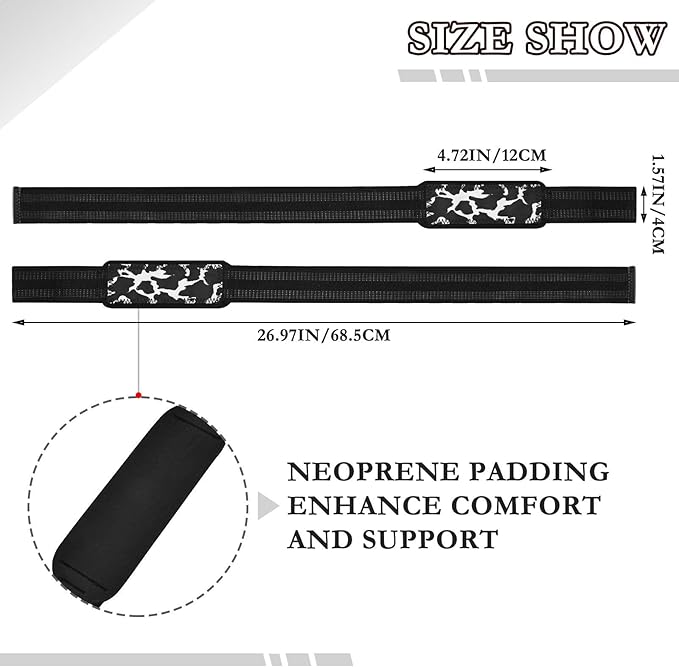 CEBUGI Cow Print Lifting Straps 26.97 * 1.57in Wrist Straps for Weightlifting with Neoprene Padded Exercise Straps for Bodybuilding Powerlifting Strength Training
