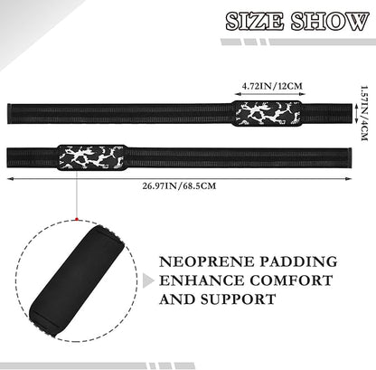 CEBUGI Cow Print Lifting Straps 26.97 * 1.57in Wrist Straps for Weightlifting with Neoprene Padded Exercise Straps for Bodybuilding Powerlifting Strength Training