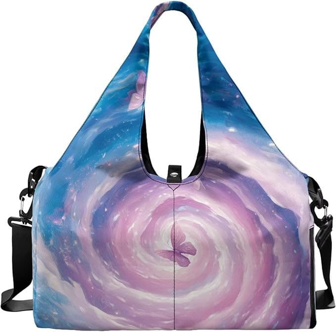 Gym Bag with Yoga Mat Holder Large Tote Bag With Multi Pockets for Women Men Dry Wet Separated Pocket Carryall Yoga Tote Bag for Pilates Travel Workout Office