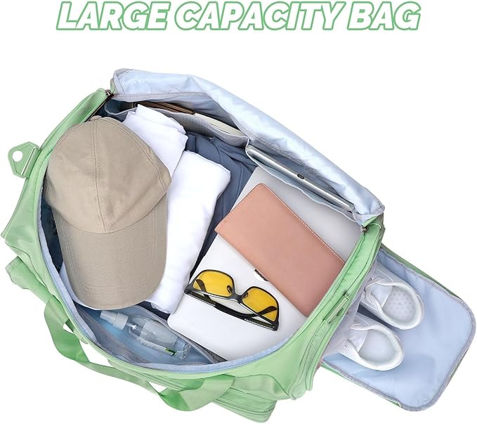MAXTOP Gym Bag for Women Men Travel Duffle Bag Large Capacity Carry On Weekender Overnight Bag With Shoe Compartment Gym Tote Dry Wet Separation Duffel Bag for Travel