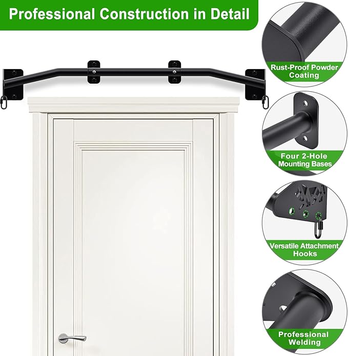 SELEWARE Heavy Duty Wall Mount Pull Up Bar, Joist Mount Chin Up Bar for Doorway, Sturdy Steel Construction, w/Resistance Band Hooks, Fits 32"/36" Wall Studs for Home Gym Strength Training
