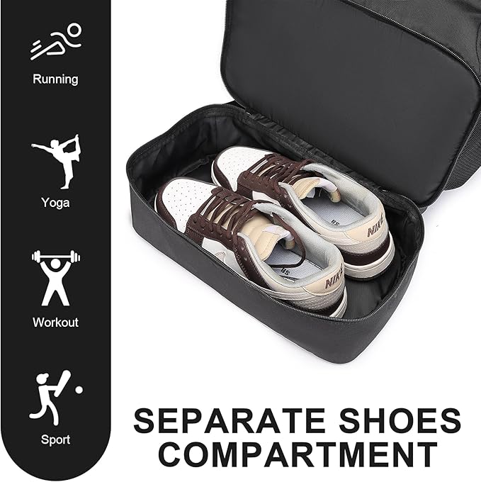 seyfocnia Gym Backpack for Men, Waterproof Sports Backpacks With Shoe Compartment Lightweight Workout Trainning Back Pack Casual Travel Daypack 21inch-Black