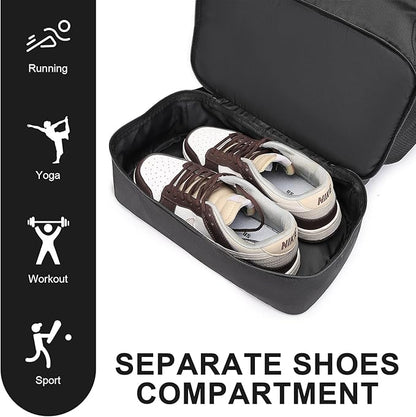 seyfocnia Gym Backpack for Men, Waterproof Sports Backpacks With Shoe Compartment Lightweight Workout Trainning Back Pack Casual Travel Daypack-Black