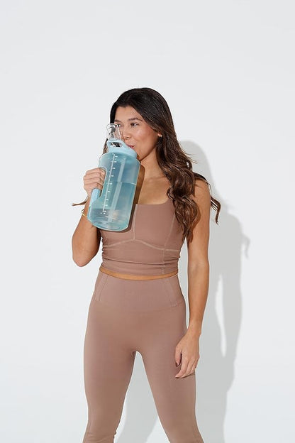 Zulu Goals Half Gallon Jug with Time Marker & Handle for All Day Hydration & Silicone Straw with Locking, Leak-Proof Lid, BPA Free, 64oz
