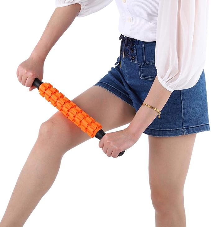 Muscle Roller Stick, High Strength Relaxation Roller Muscle Massage Sticks Fitness Sport Fascia Rods for Home Gym (Orange)