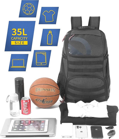 TRAILKICKER Basketball Bag Backpack with Ball Holder Multi-Sport Backpack for Soccer Volleyball Football Baseball Helmet