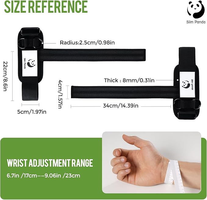Slim Panda Weight Lifting Straps With Double Cuffed D Ring, Wrist Support for Men Women ,Heavy Duty Thick Comfortable Lifting Straps, Secure Fit, Enhanced Grip, Straps for Weightlifting & Strength Training