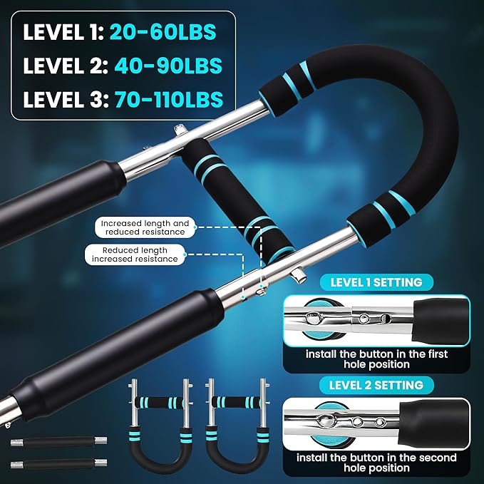 Twister Arm Trainer, Adjustable Resistance (20–130 lbs) Chest & Arm Trainer for Men & Women, Gorilla Bar Chest & Upper Body Workout Equipment, Ergonomic Home Workout Equipment with Anti-Slip Handles