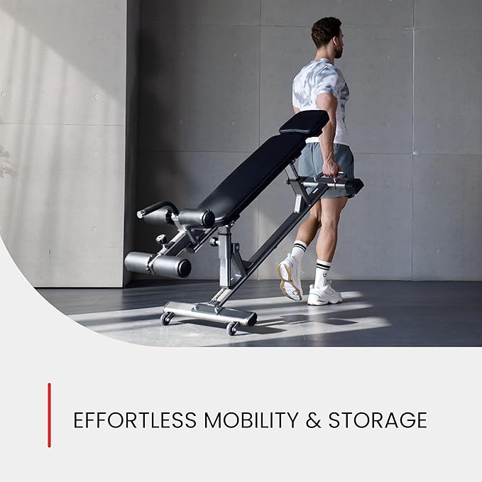 Finer Form Semi-Commercial Decline Sit Up and Flat Weight Bench. Adjustable Fitness Equipment and Exercise Bench for Abs, Crunches, and Strength Training. Great Workout Equipment for the Home Gym.