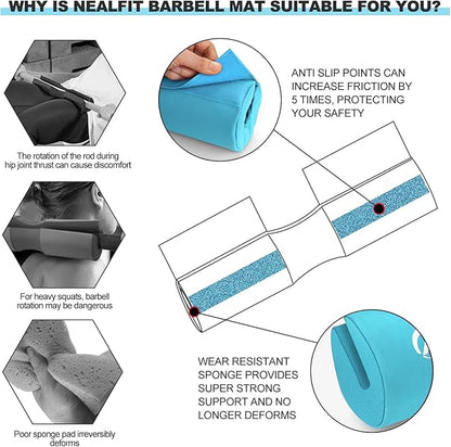 Barbell Squat Pad with Thick Nylon Padding, Hip Thrust Pad for Squats, Lunges, Neck Shoulder Squat Pad for Olympic or Standard Bars
